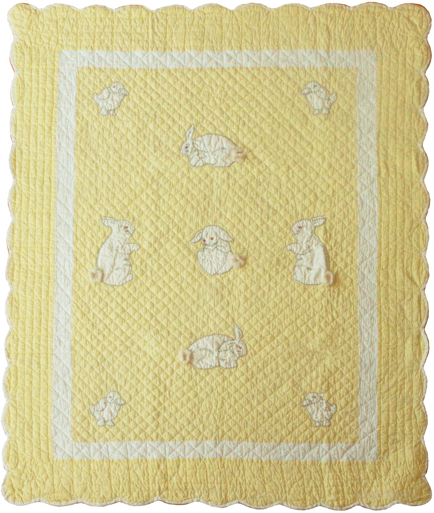"Bunny" in Butter Crib Quilt 41" X 52"