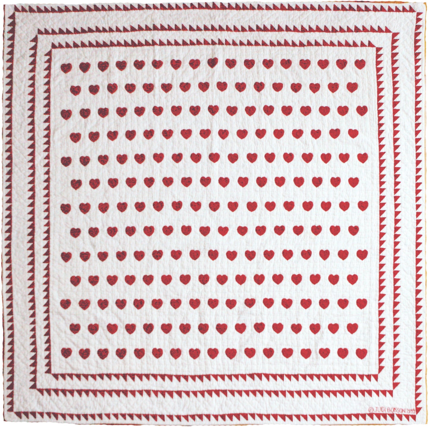 "Mini Heart" White-Red Cover-Up Quilt 54" x 54"