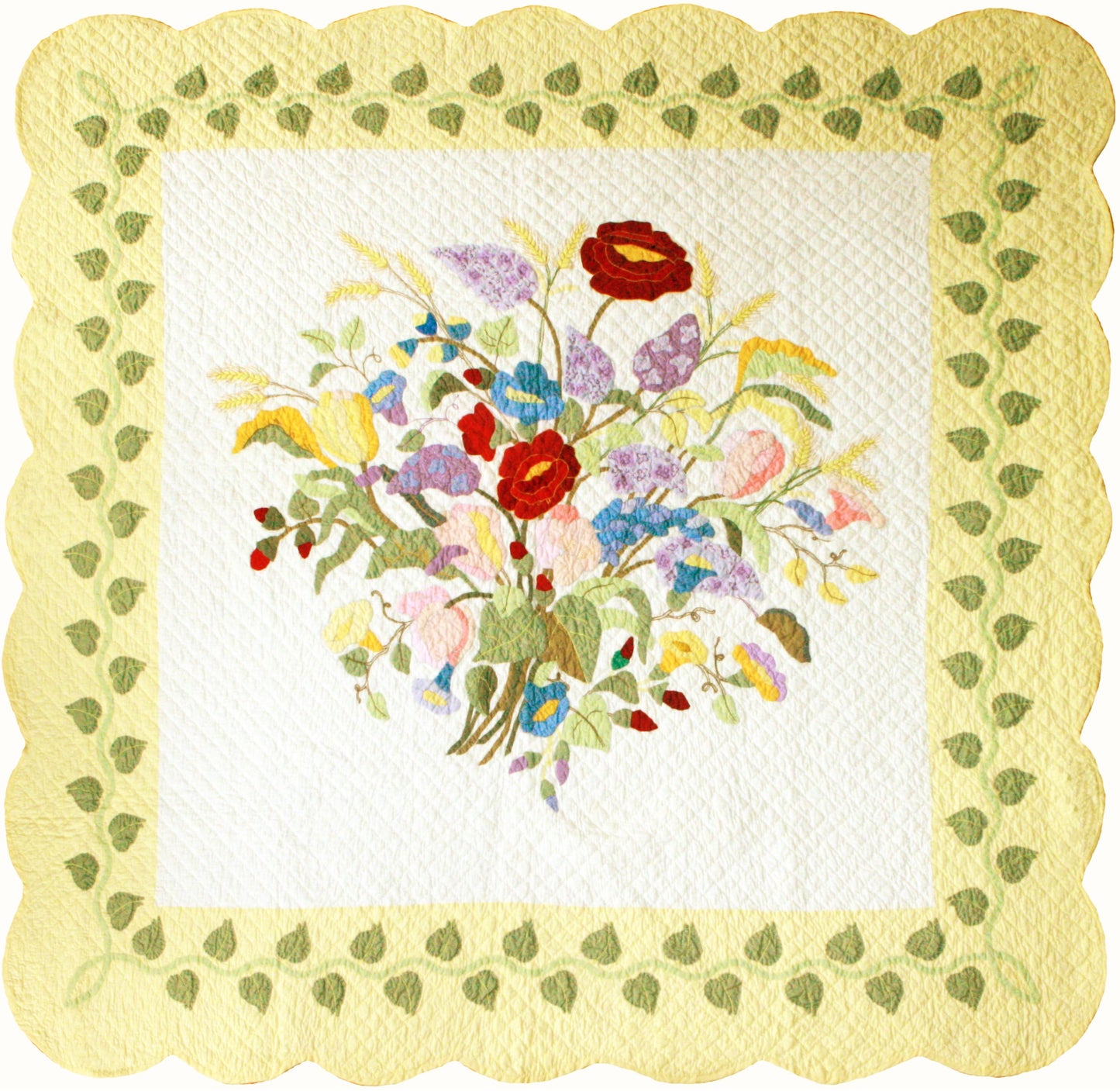 "Summertime" in White-Butter Cover-Up Quilt 62" x 62"