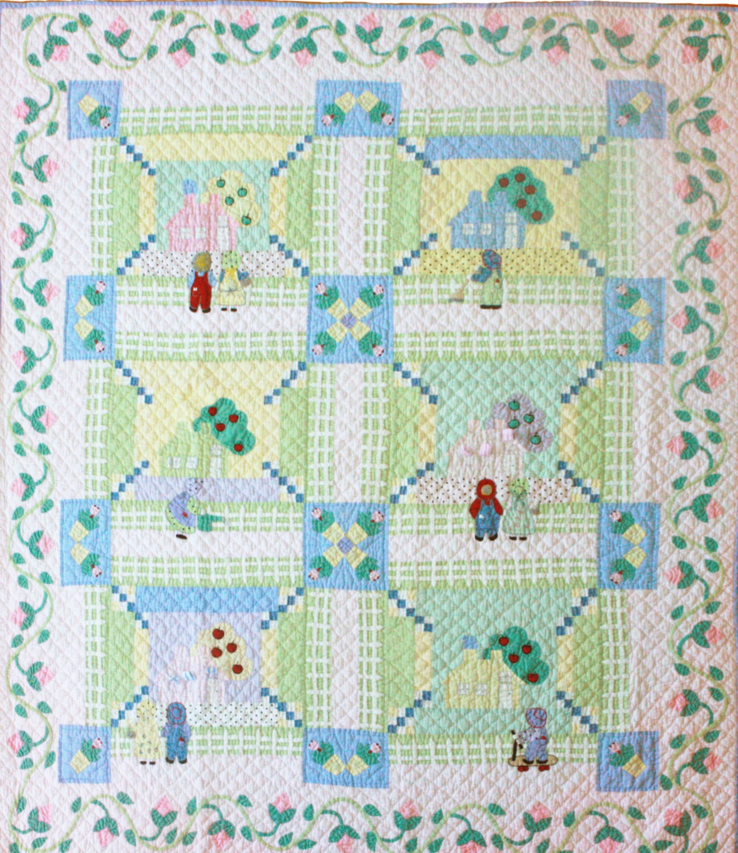 "Katy & Her Neighbors" Crib Quilt 50" x 56"