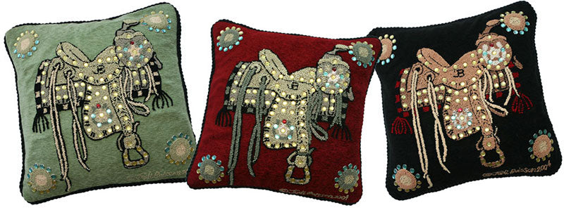 "Saddle" Hand-Hooked Pillow 18'' x 18''