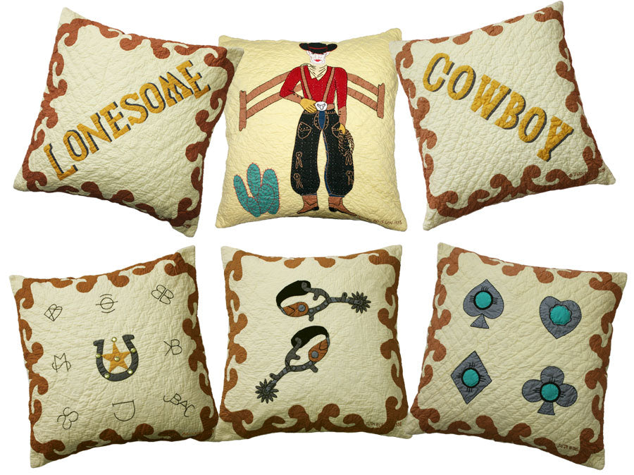 "Lonesome Cowboy" in Butter-Saddle Throw Pillow 18'' x 18''