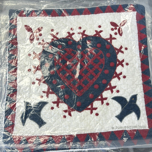 Heart Navy Red Dove Pillow