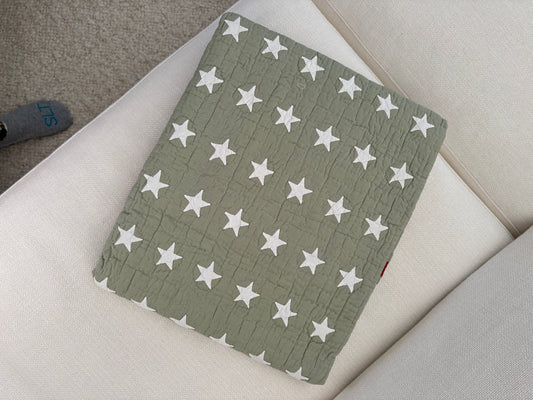 Mini Star in Sage/White ~55x55” Cover-Up Throw Quilt