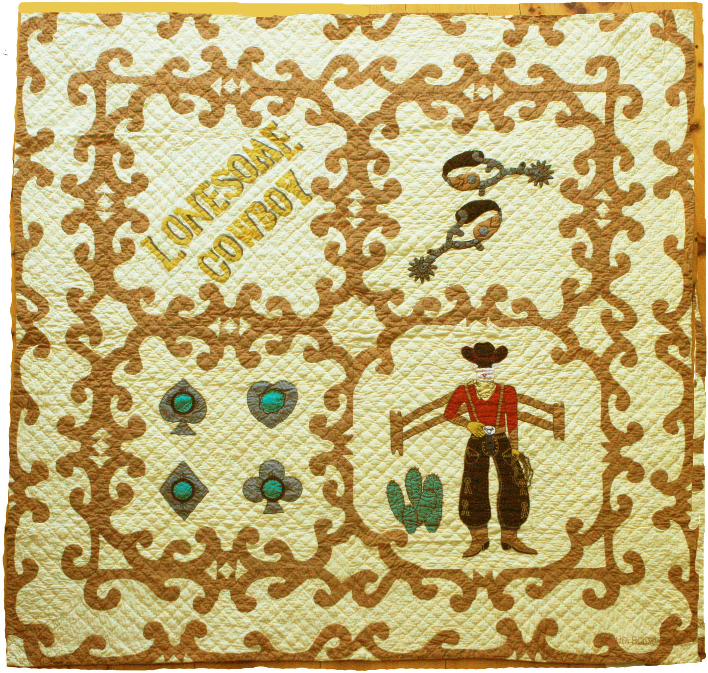 "Lonesome Cowboy" in Butter-Saddle Cover-Up Quilt 55" x 55"