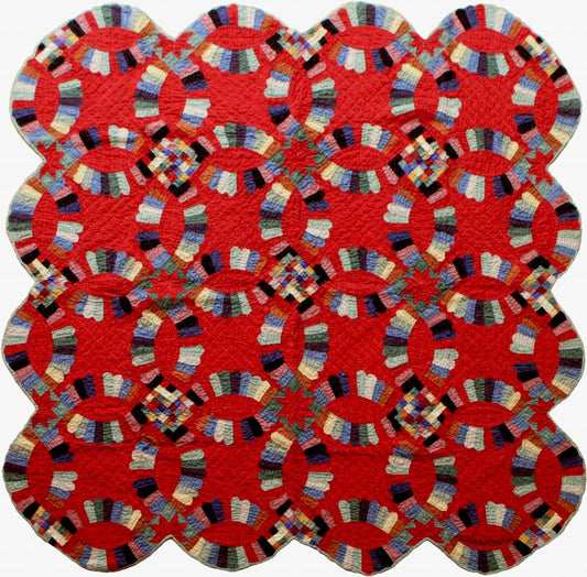 Double Wedding Ring Cover Up Throw in Crimson 61 x 61