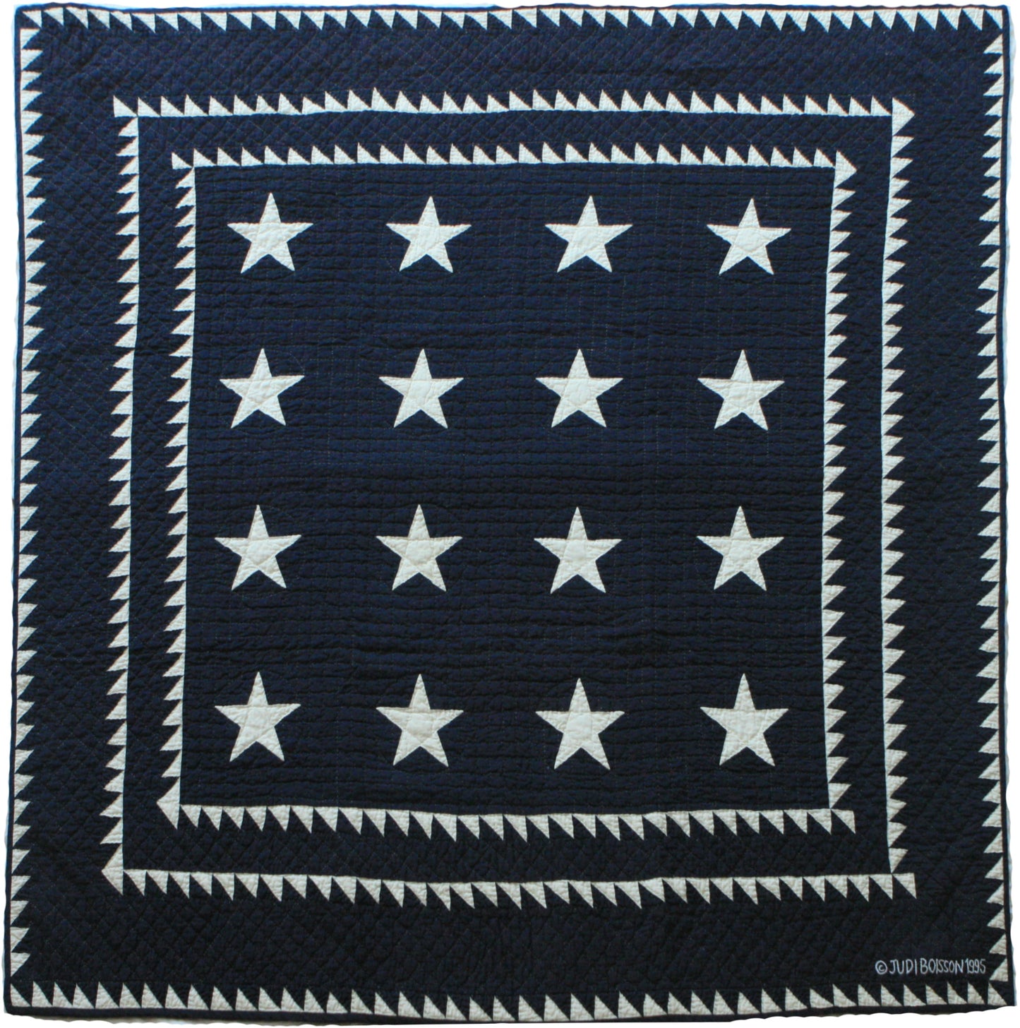 "Patriotic Stars" in Navy-White Cover-Up Quilt 56" x 56"