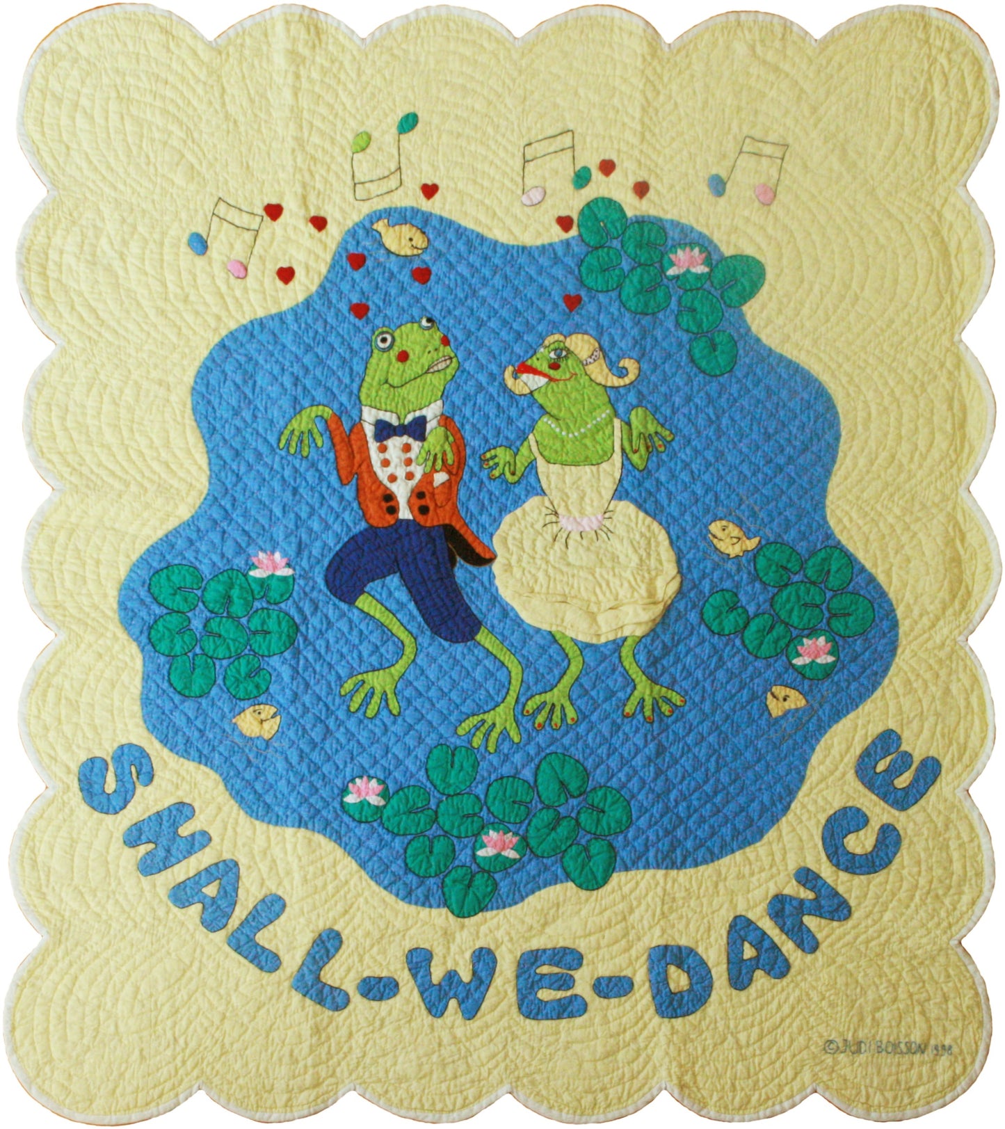 "Shall We Dance" in Butter-Blue Crib Quilt 45.5" x 53.5"