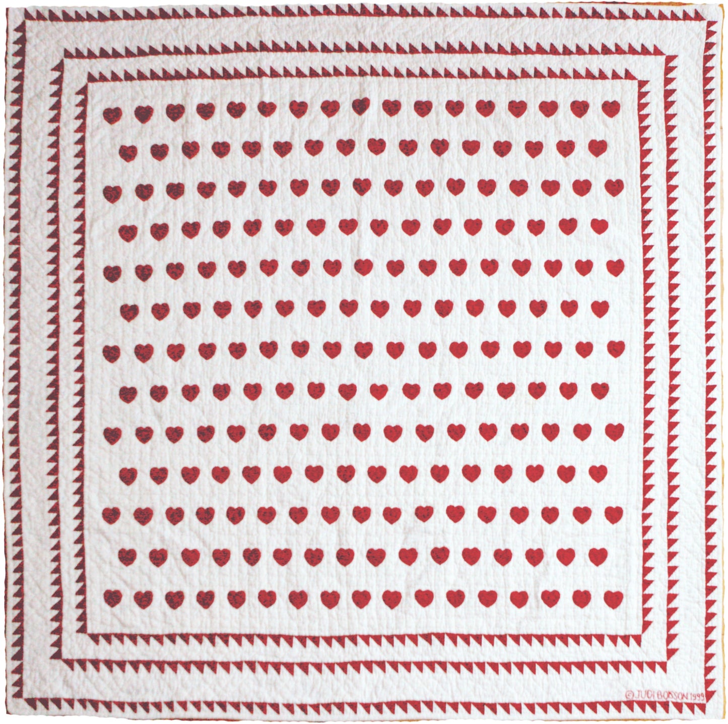 "Mini Heart" White-Red Cover-Up Quilt 54" x 54"