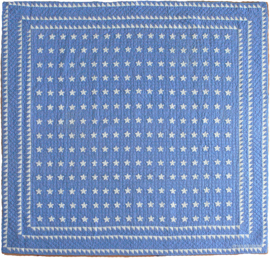 "Mini Star" in Cornflower-White Cover-Up Quilt 57" x 57"