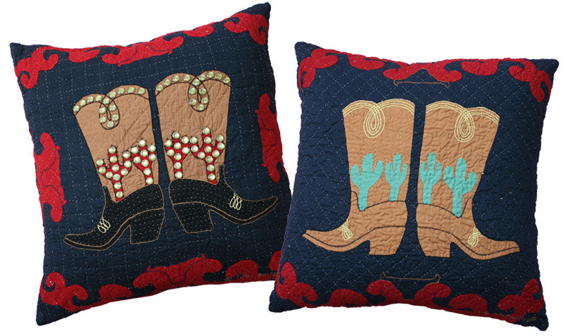 "Big Boots" in Navy-Red Throw Pillow 20 x 20