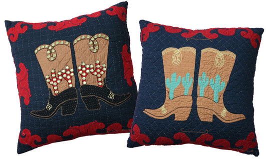 "Big Boots" in Navy-Red Throw Pillow 20 x 20