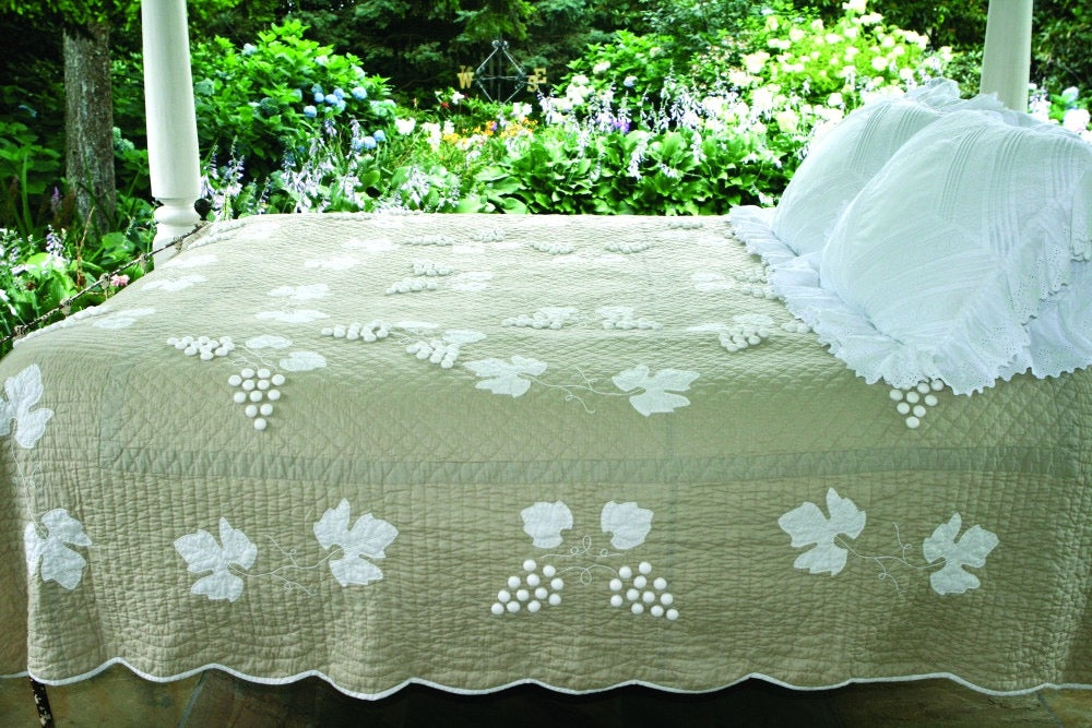 "Grape Cluster" in Champagne Queen Quilt 85" x 95"