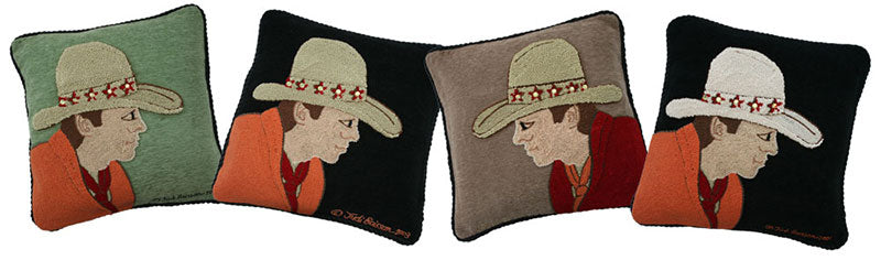 "Cowboy" Hand-Hooked Pillow 20'' x 20''