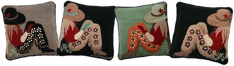"Cowgirl" Hand-Hooked Pillow 20'' x 20''